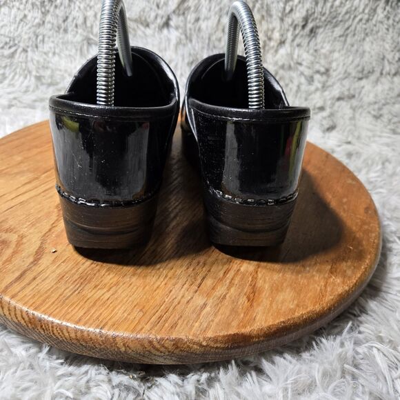 Dansko XP Womens 8/38 Professional Reflective Black Leather Slip-On Heeled Clogs - Picture 9 of 14